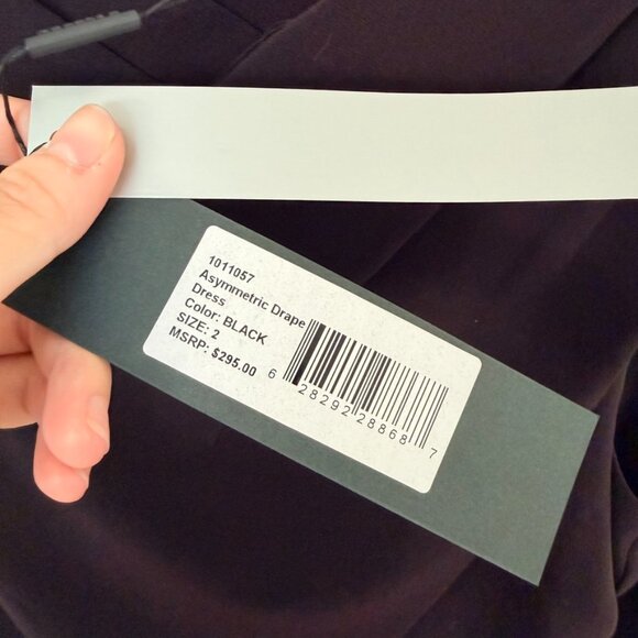 Black Halston Heritage Assymetrical Shoulder drape Dress - Picture 4 of 6